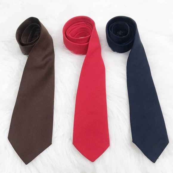 Vintage Other - Bundle of Three Solid Vintage Ties Brown Red Navy